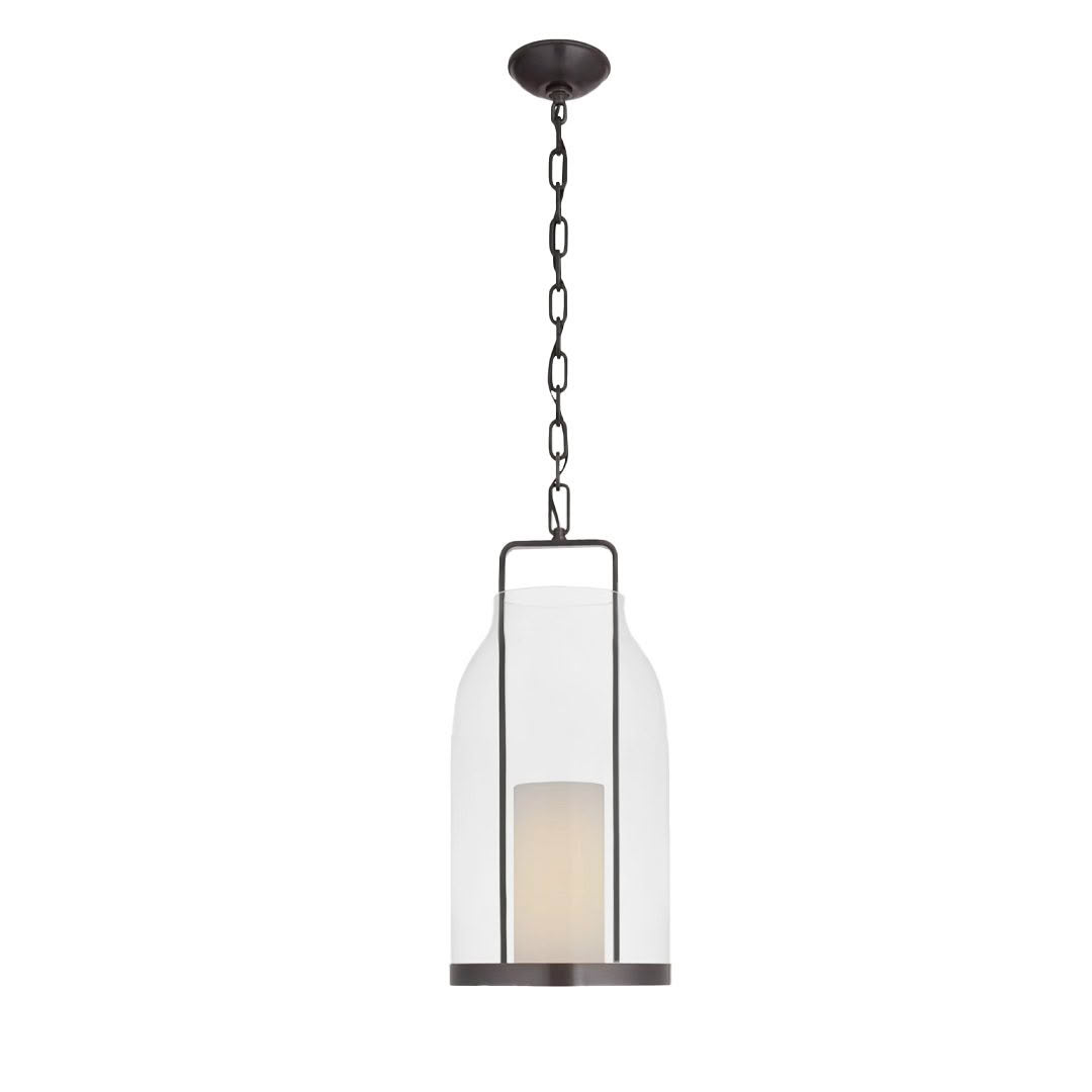 Elegant hanging pendant light with white glass shade