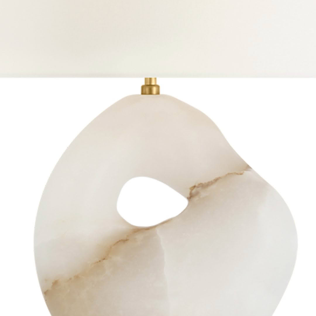 Modern white marble lamp with circular cut-out