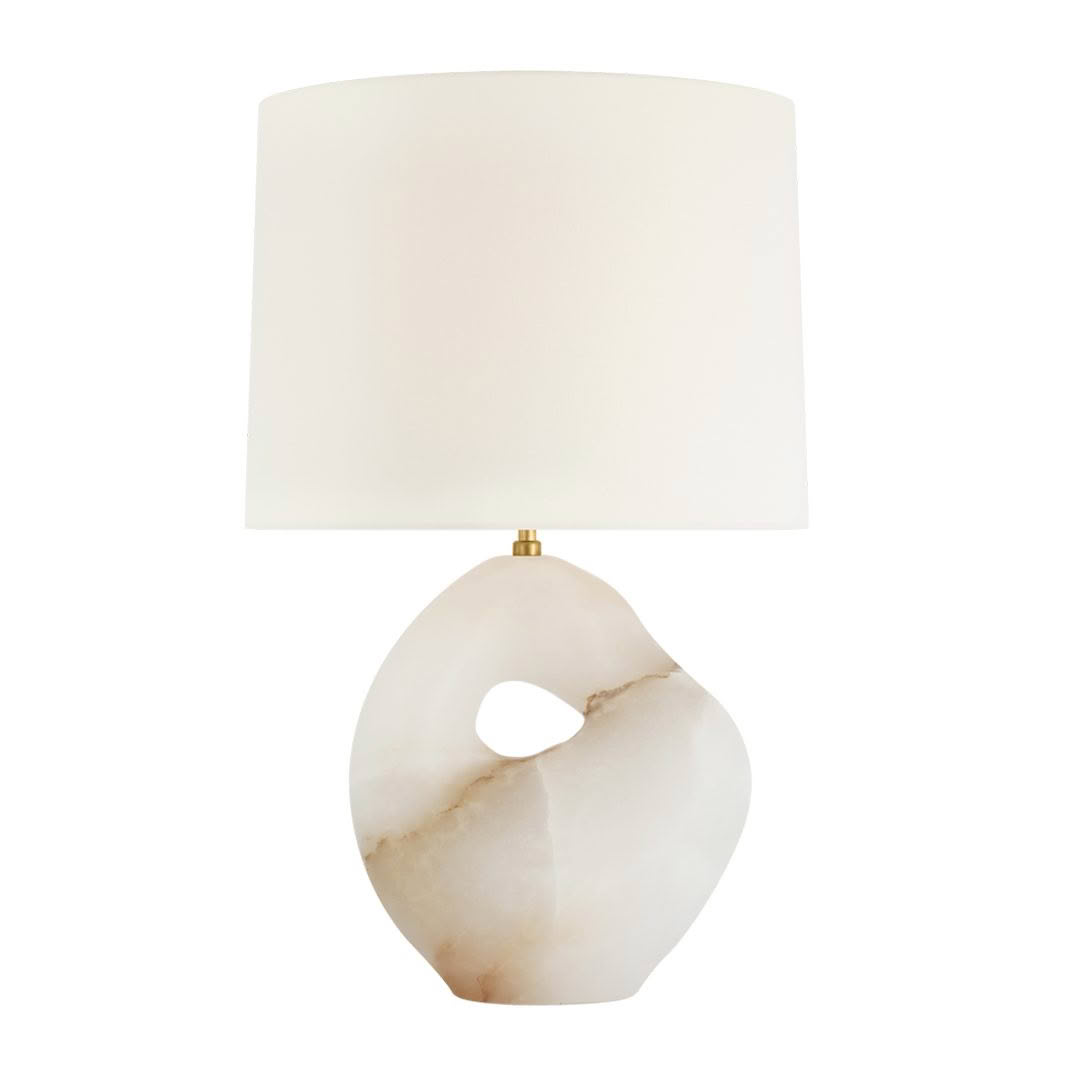 Marble table lamp with elegant white shade