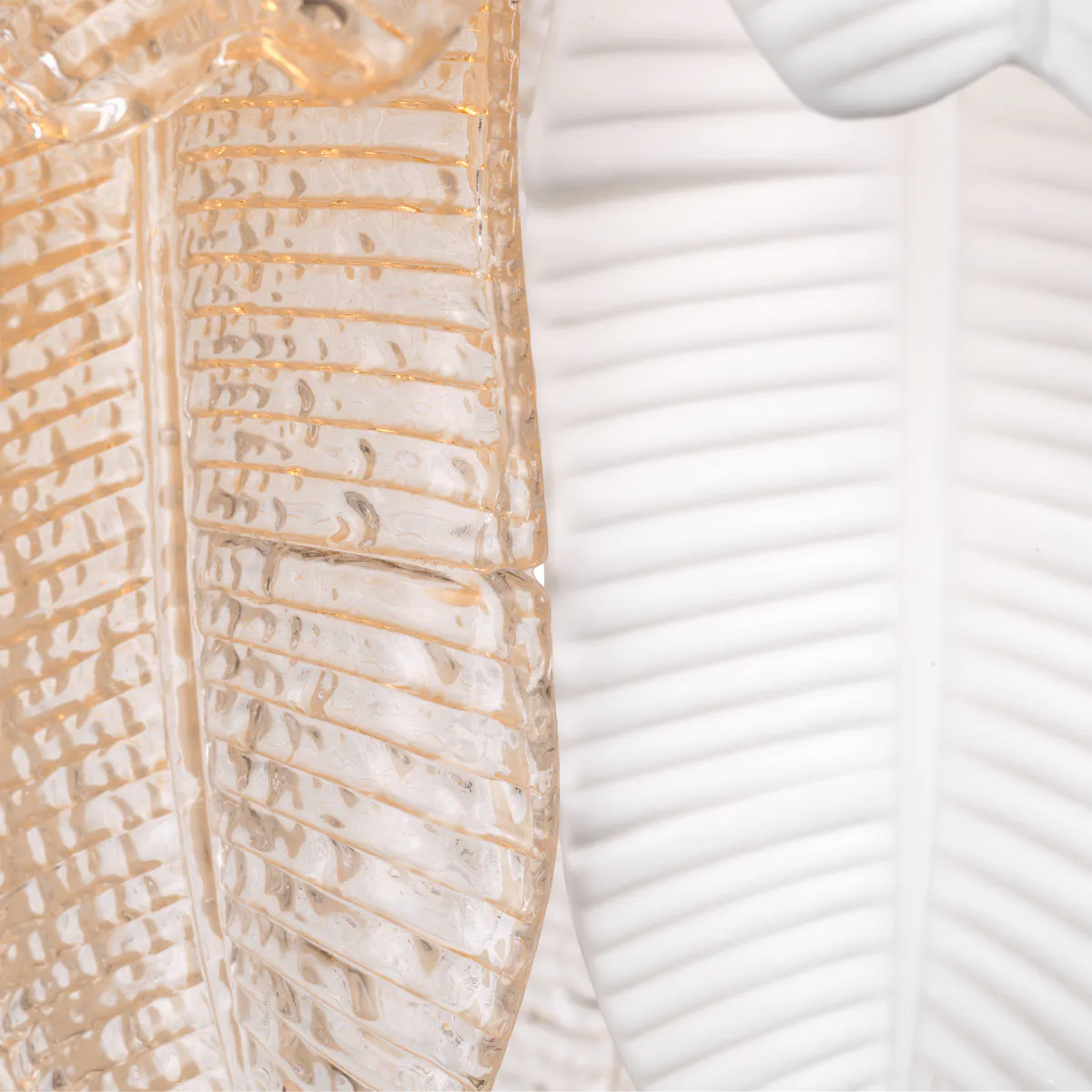 Close-up of textured glass light fixture details