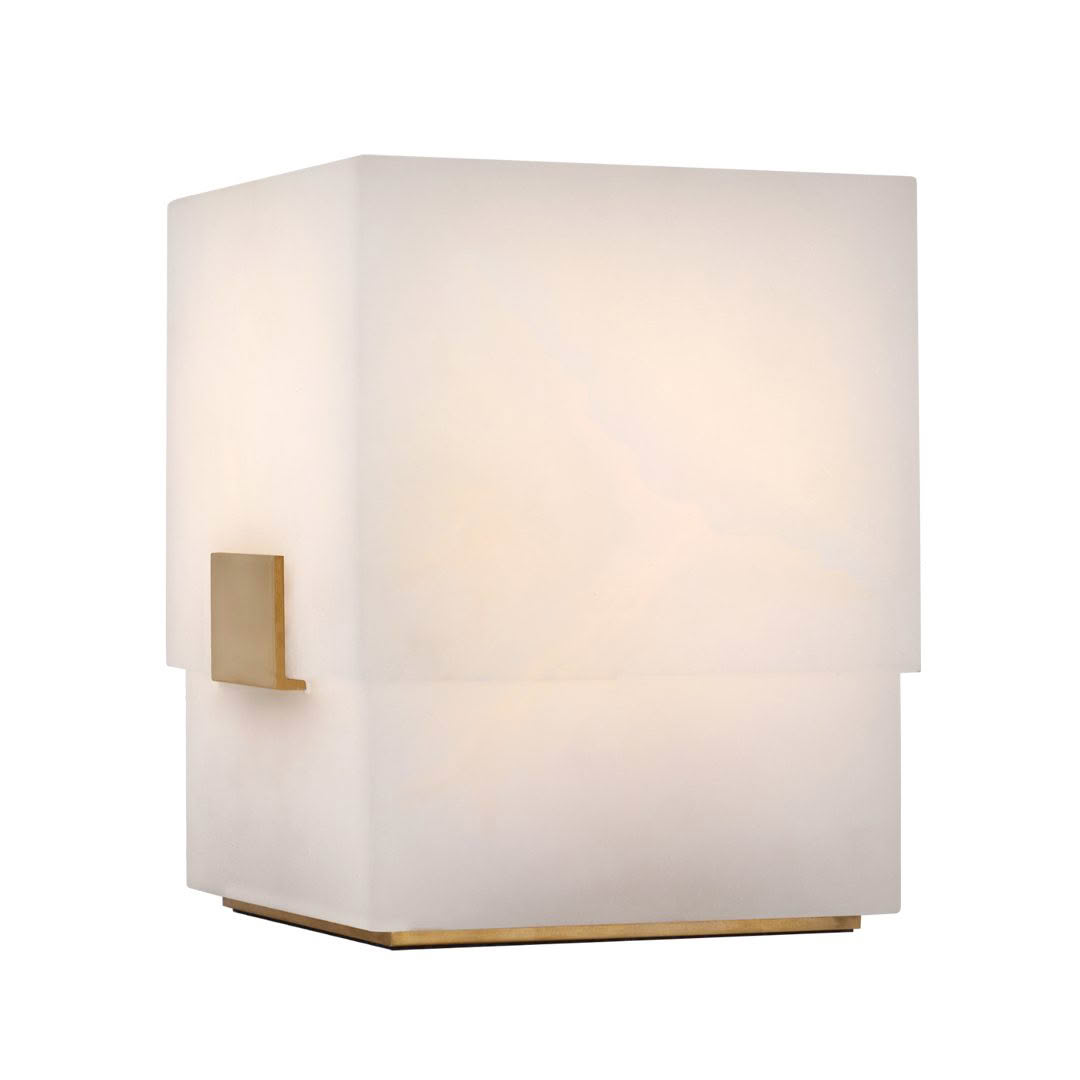 Modern white square wall lamp with gold accents