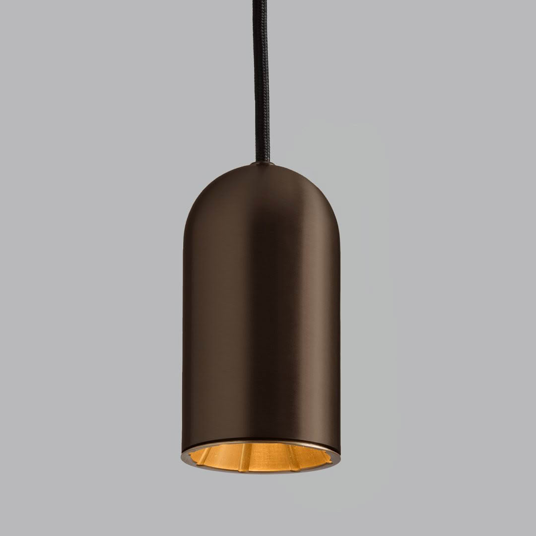 Brown modern pendant light with golden interior