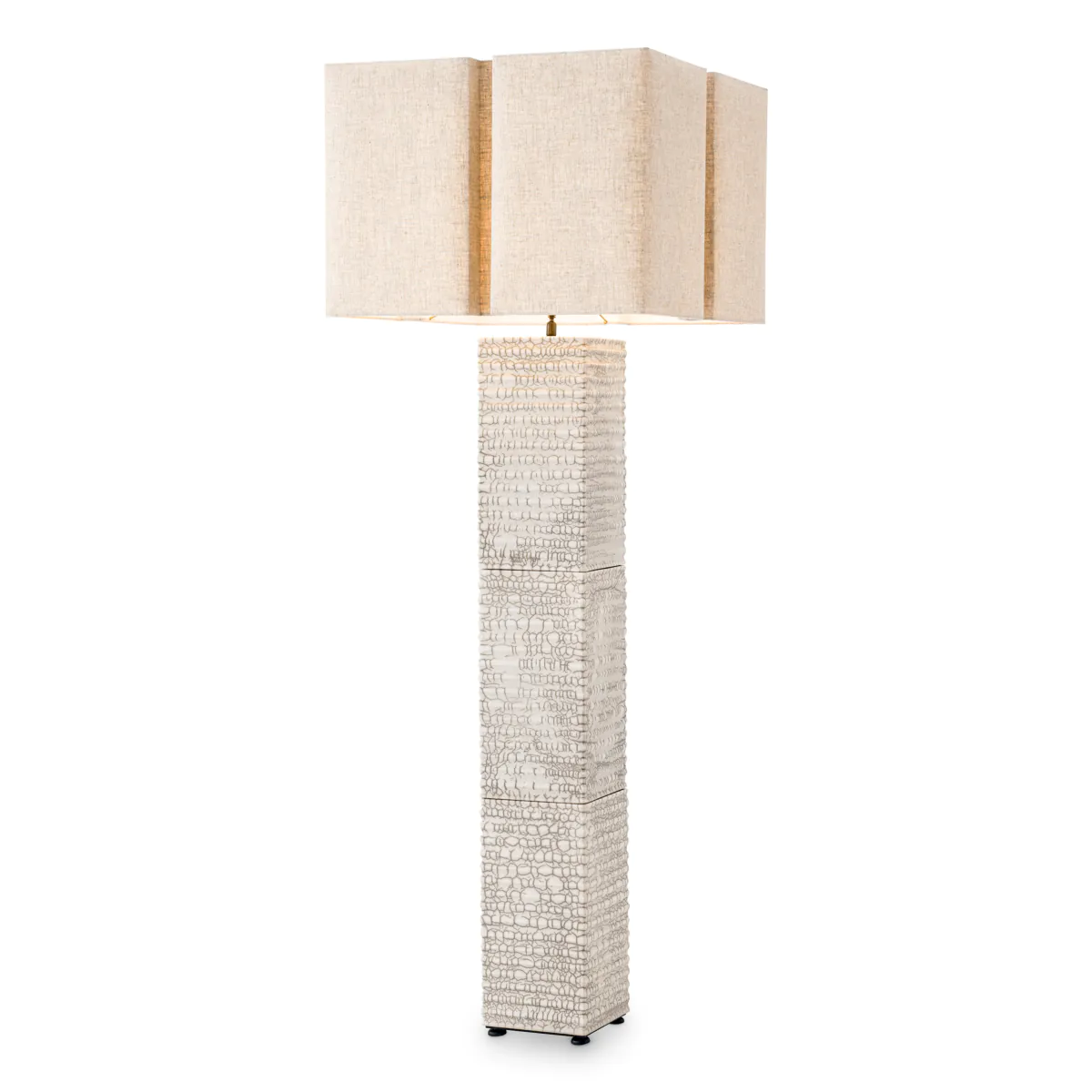 Tall textured column floor lamp with beige shade
