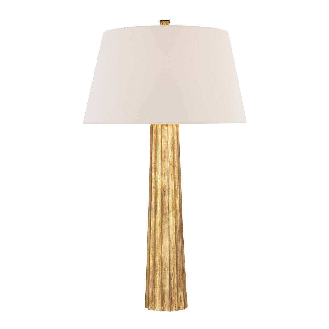 Elegant gold textured table lamp with white shade