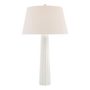 Elegant white ridged floor lamp with beige shade