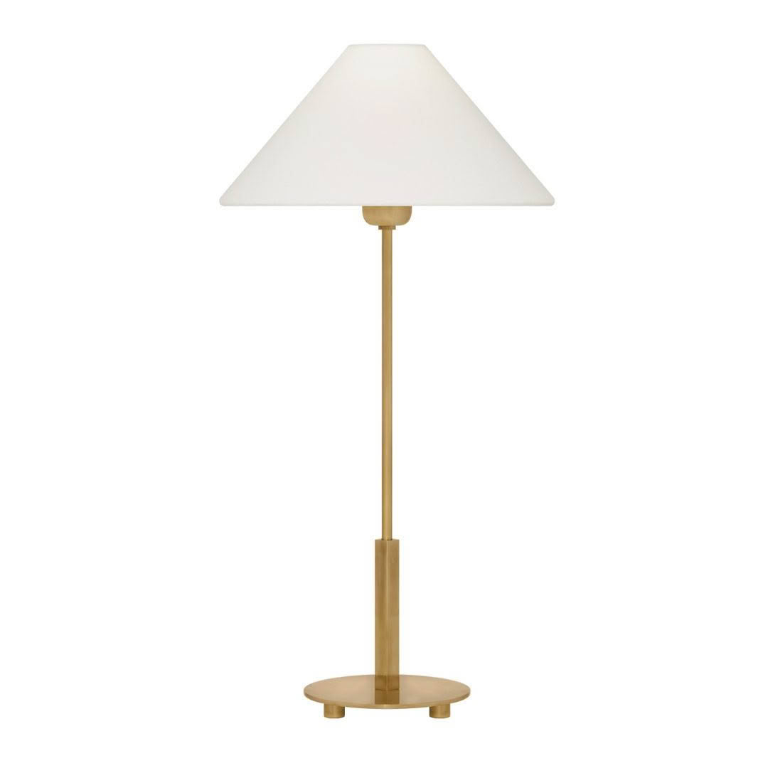 Elegant gold floor lamp with white shade