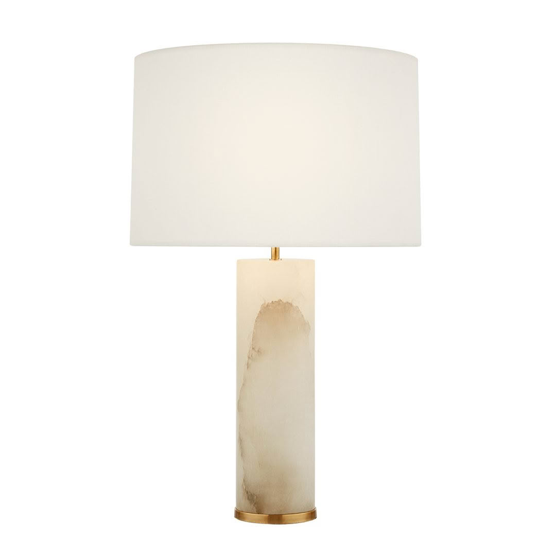 Elegant white and gold table lamp with cylindrical base
