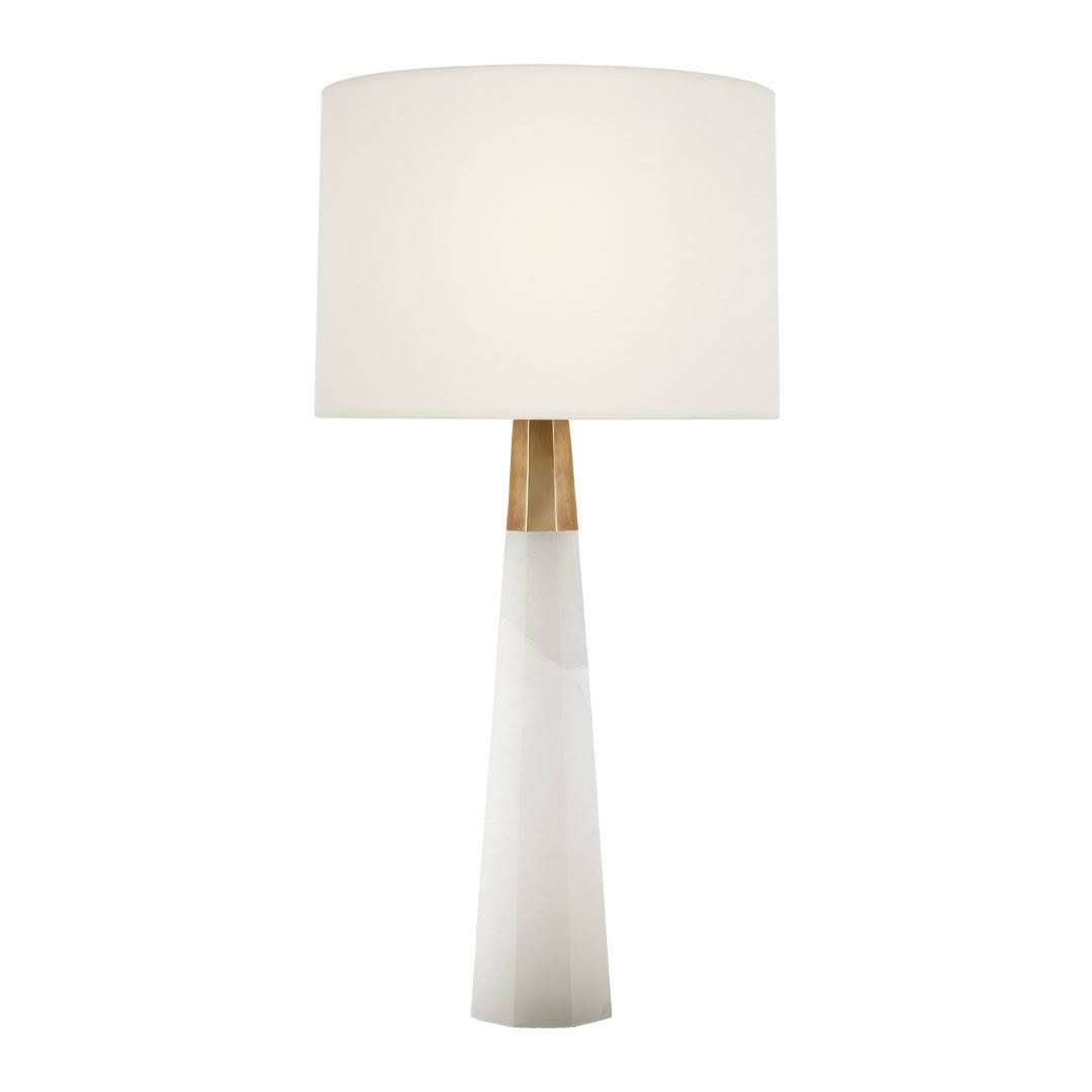 Tall white floor lamp with cylindrical base and shade
