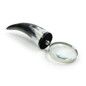 Magnifying glass with elegant horn handle isolated on white