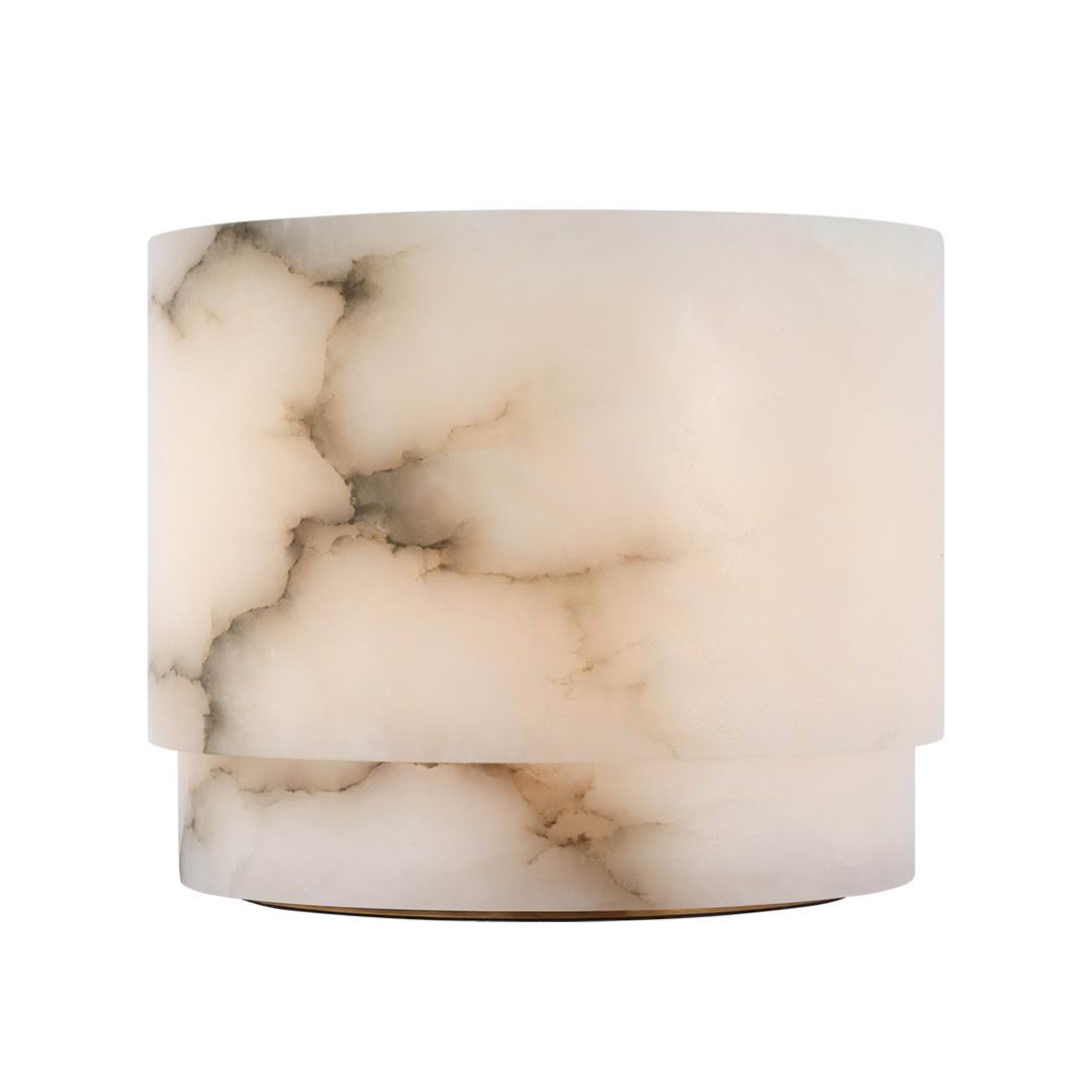 Marbled white tabletop lamp with gold base