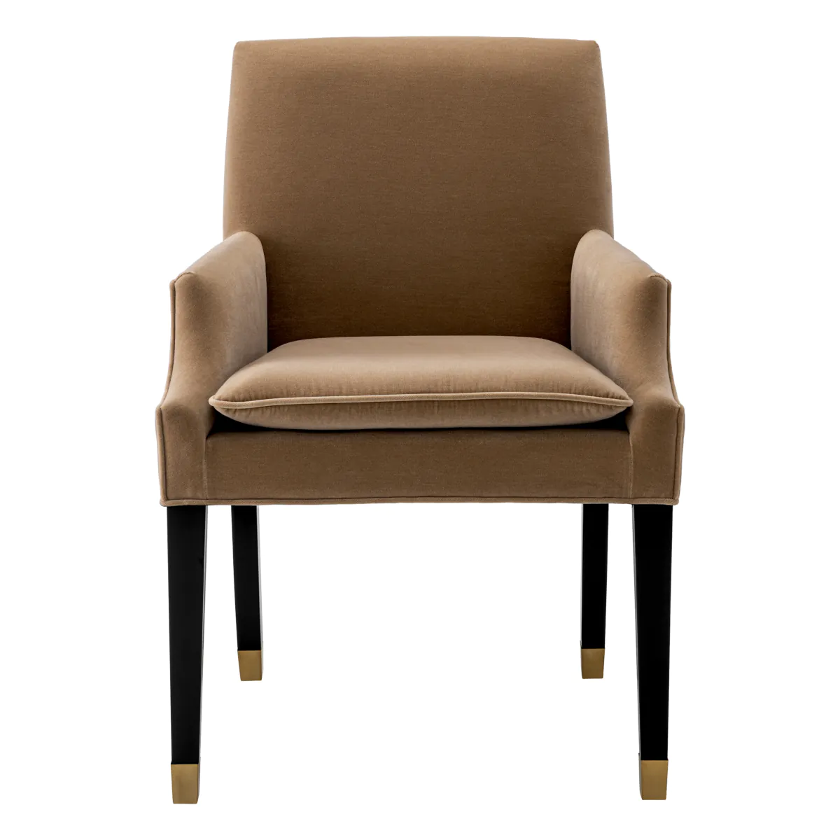 Dining Chair Clayton_31 Elegant brown armchair with black and gold legs