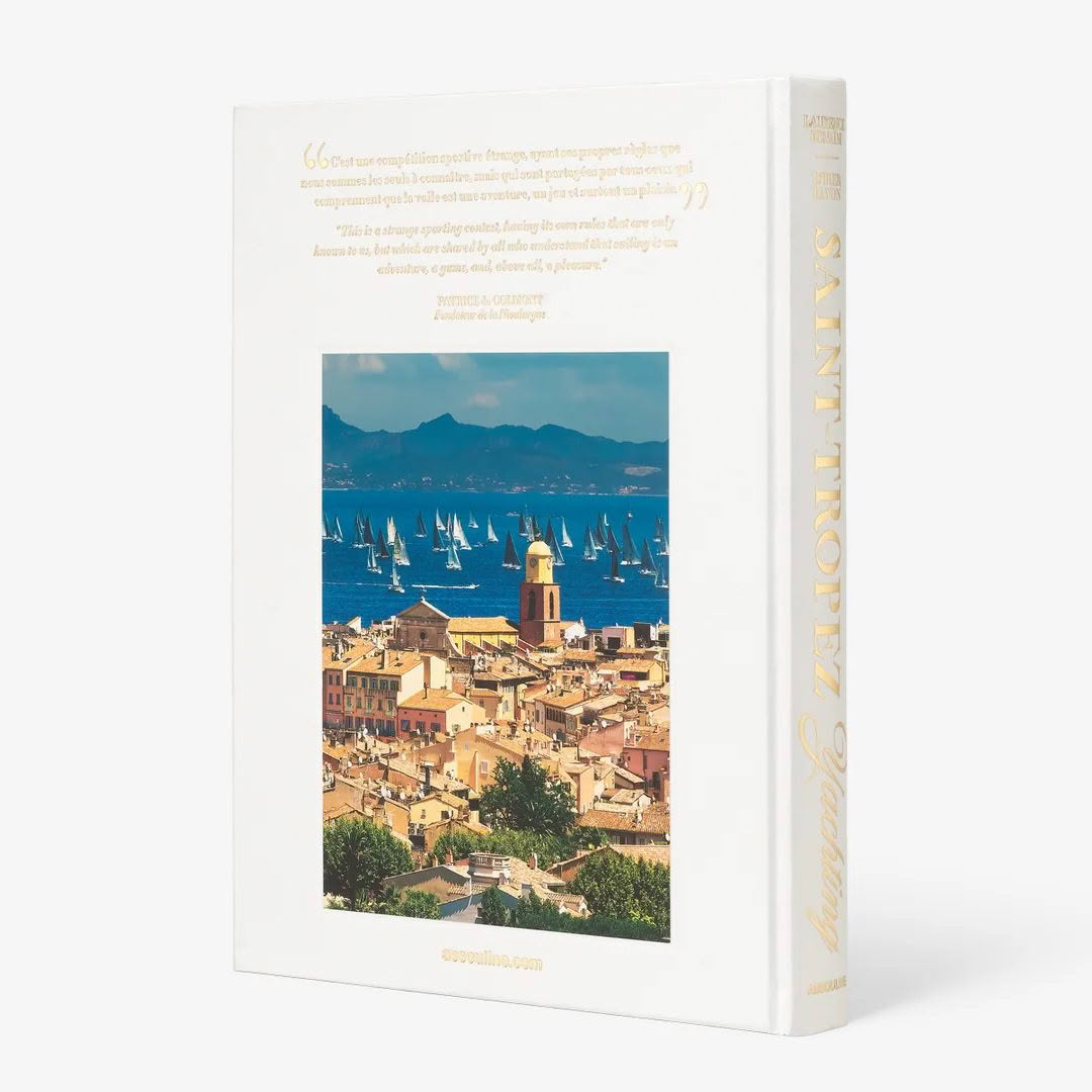 Saint-Tropez book cover with seascape and cityscape