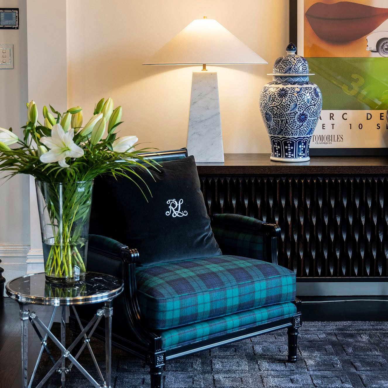 Luxury Ralph Lauren Armchair, Brown Residence, Christchurch by Trenzseater Interiors Chch Studio