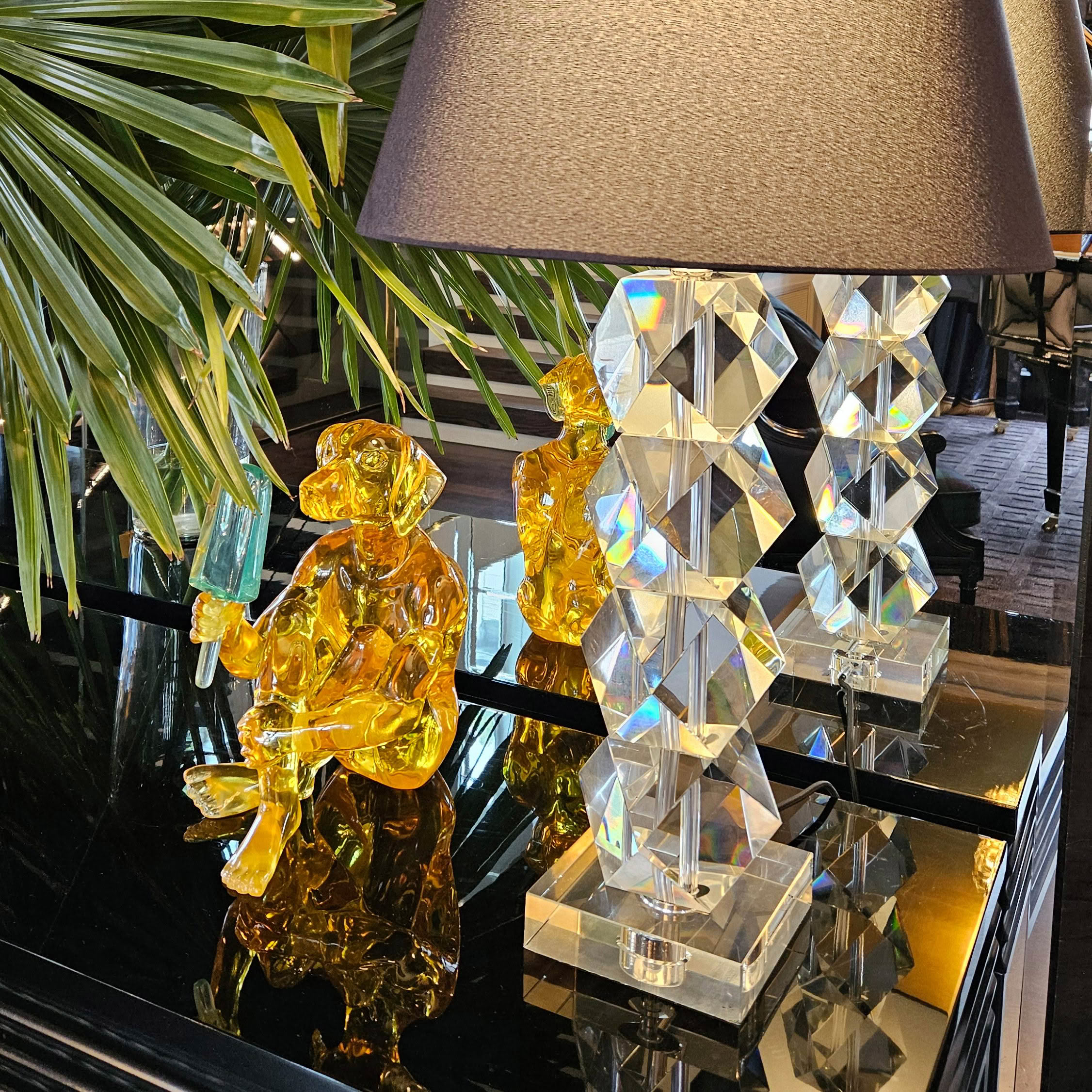 Luxury lampshade and crystal dog sculpture, Brown Residence Interior Design Chch NZ