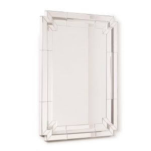 Elegant rectangular mirror with geometric frame design