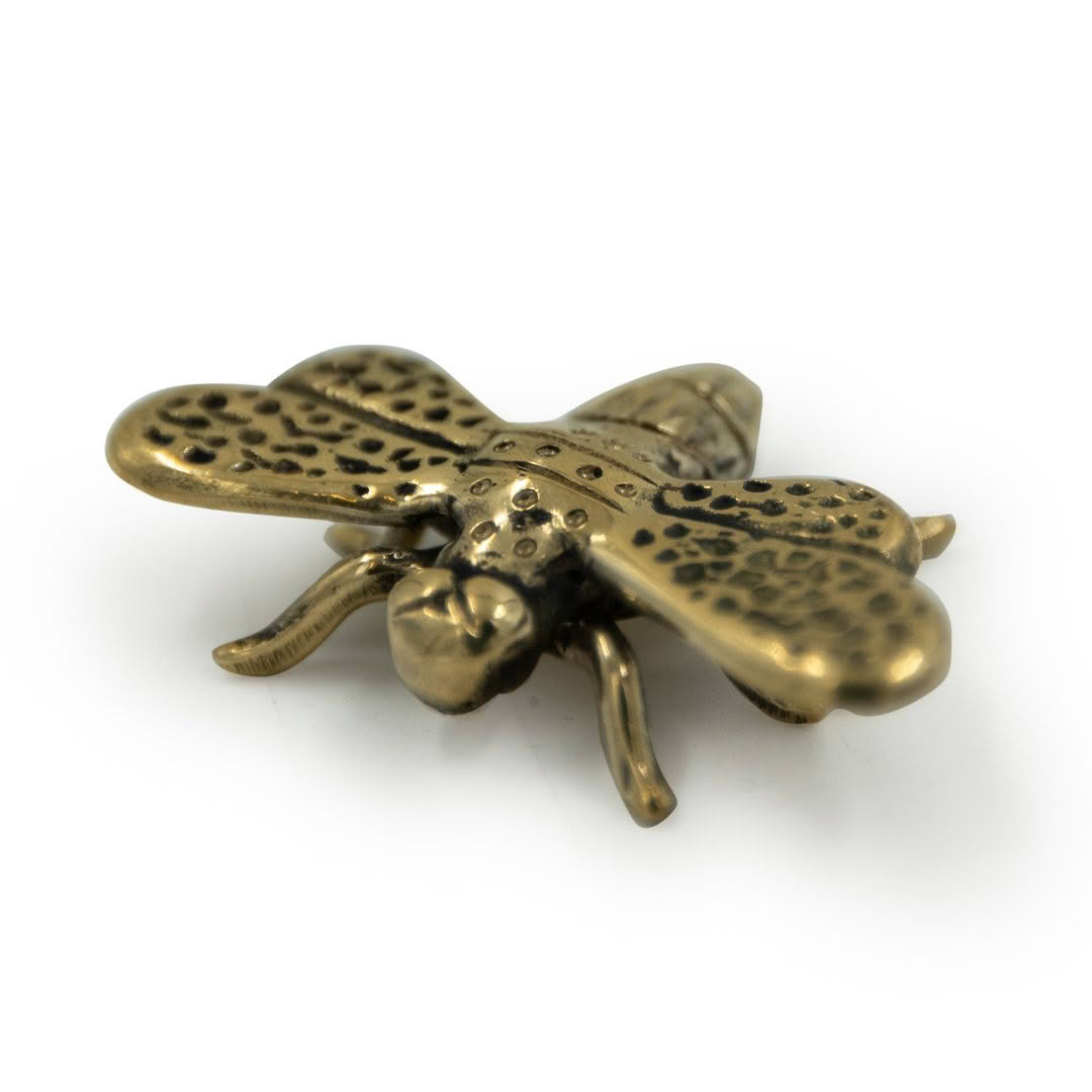 Brass-Bumble-Bee-XS_1 Antique brass dragonfly brooch on white background