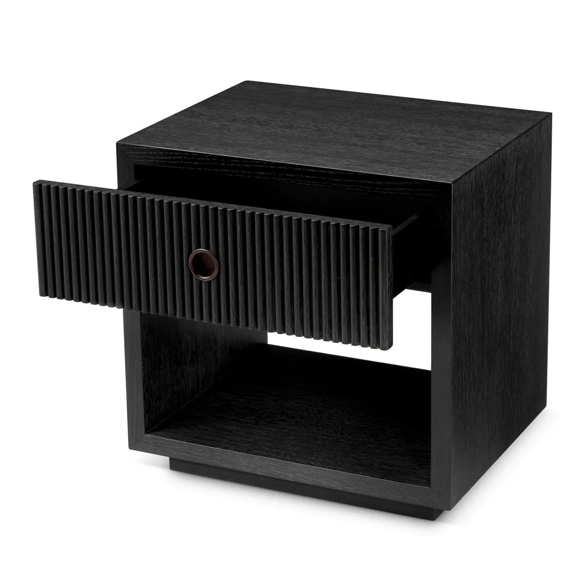 Dimitrios_Nightstand_3 Black modern nightstand with ribbed drawer front