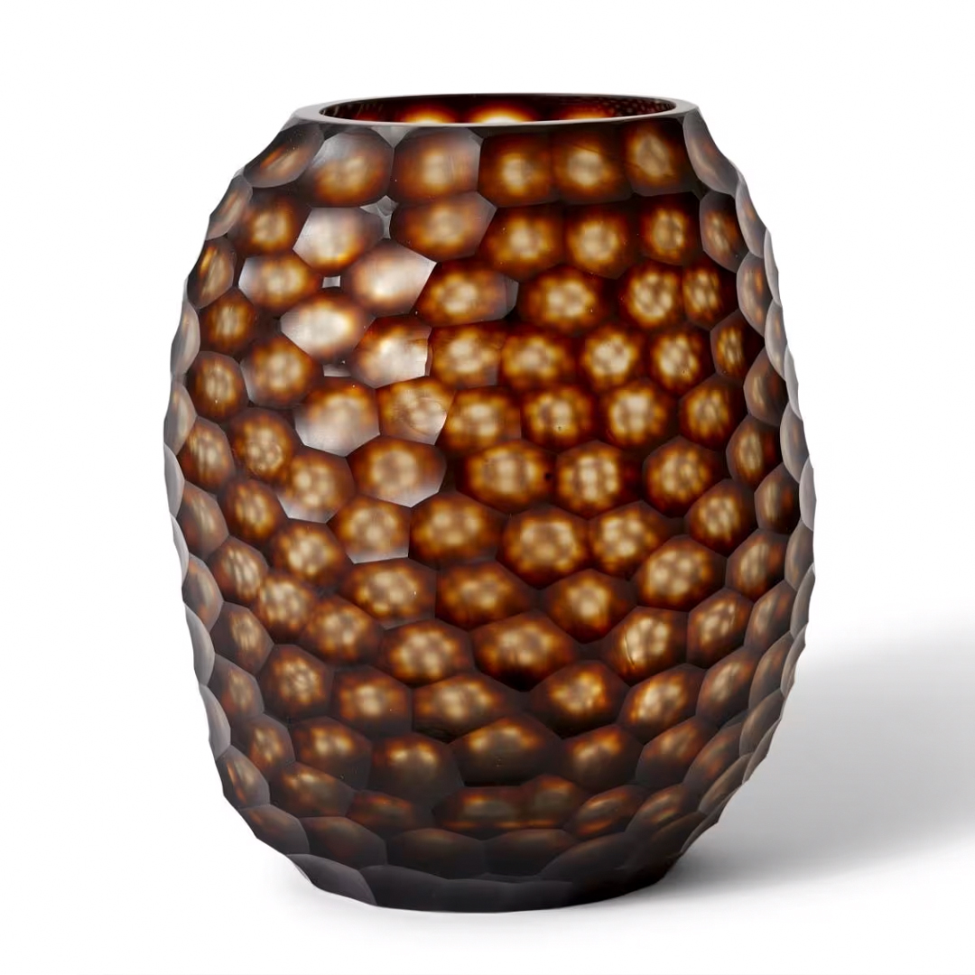 Textured decorative vase with honeycomb pattern