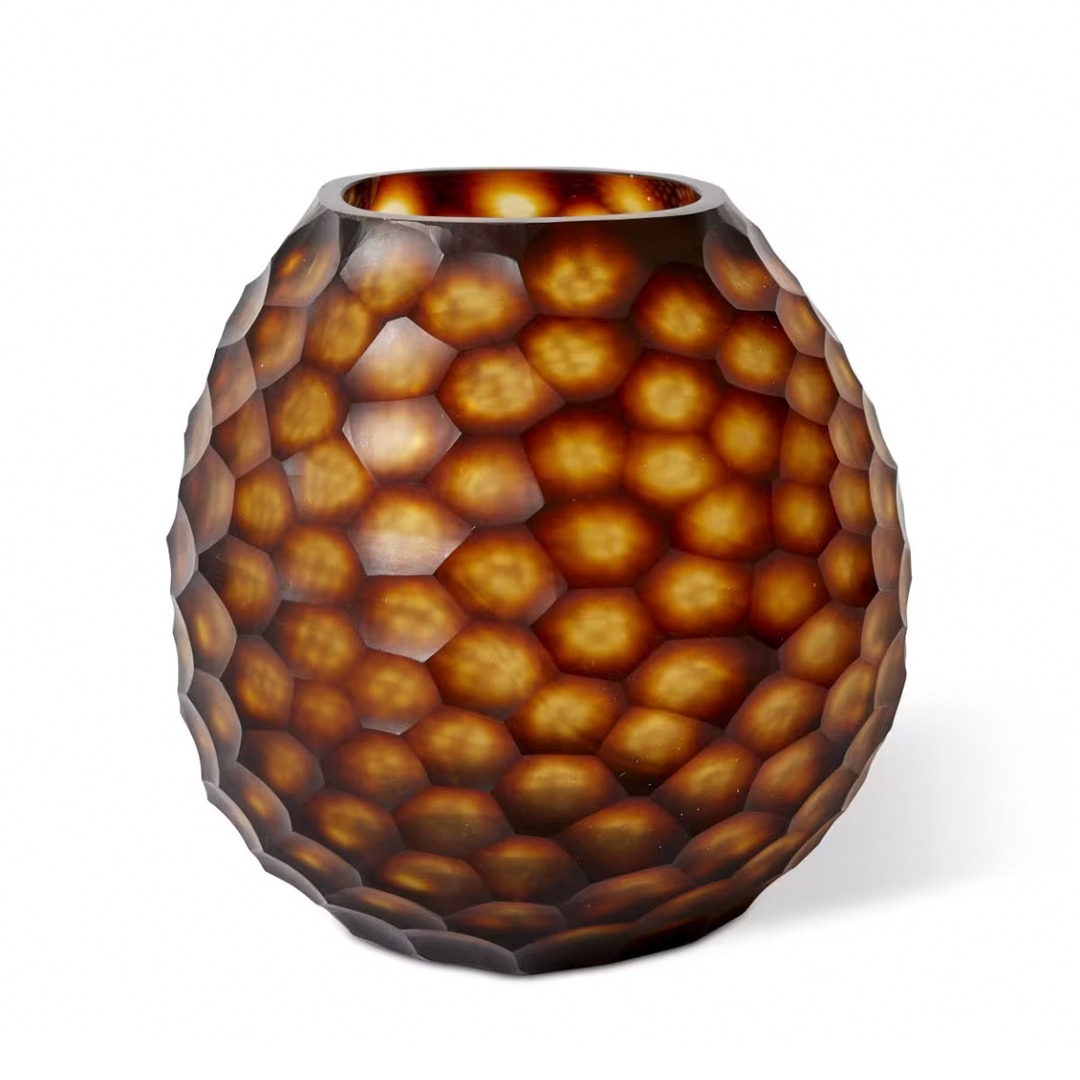 Honeycomb-patterned decorative glass vase