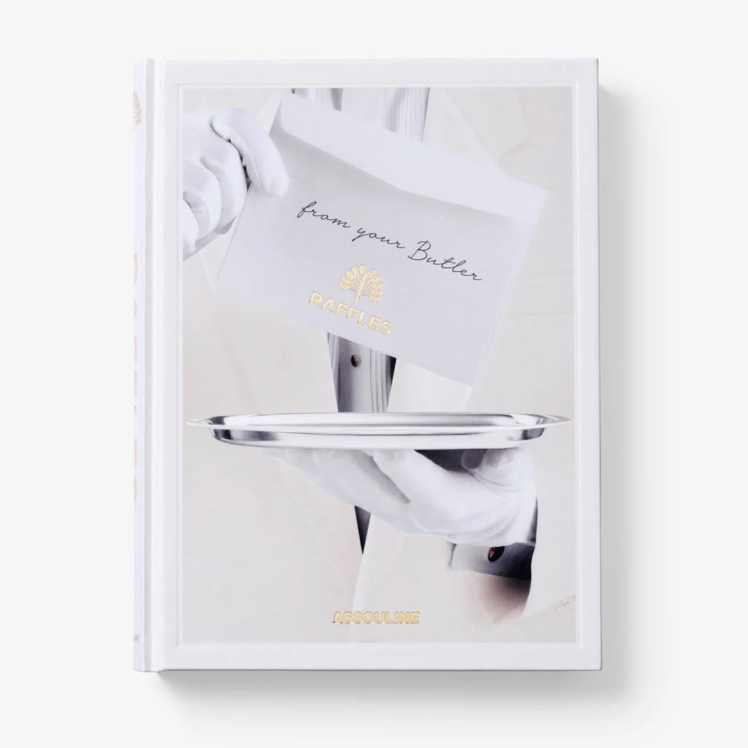 Book cover with butler presenting a tray and letter