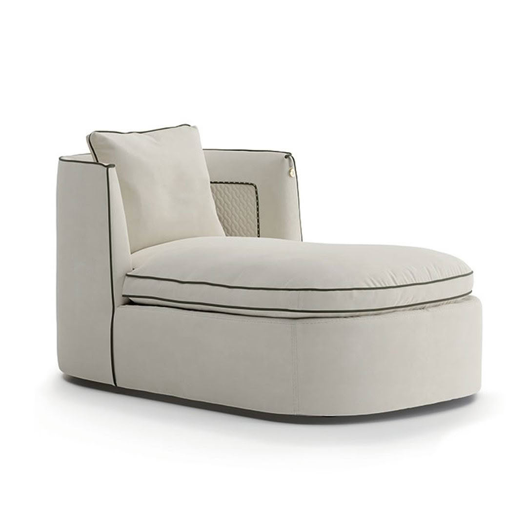 Modern beige round chaise lounge with cushions