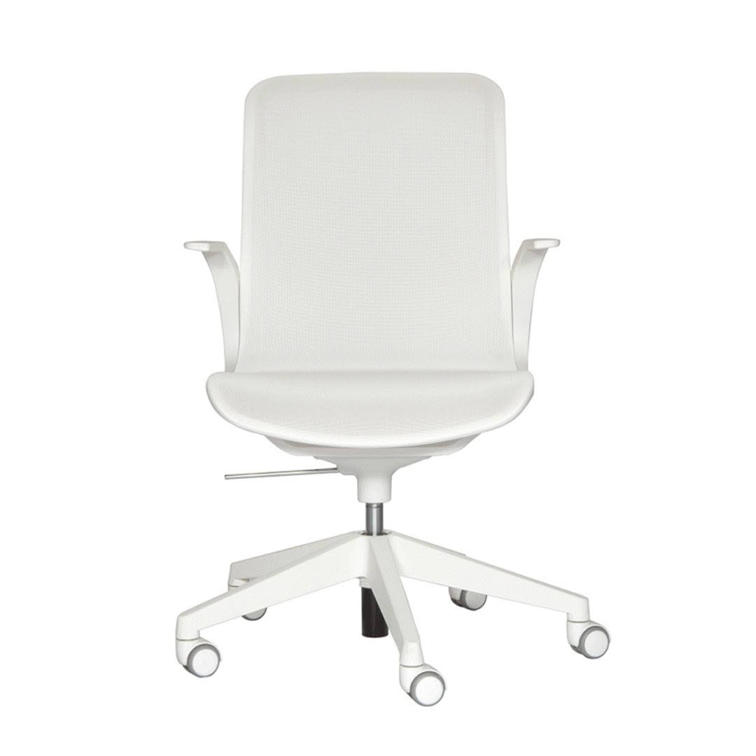 White modern office chair with wheels