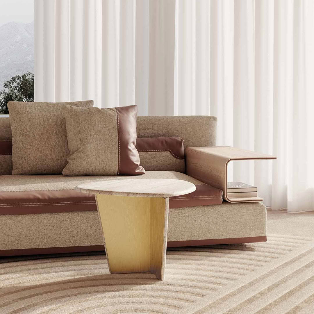 Modern living room with elegant sofa and side table