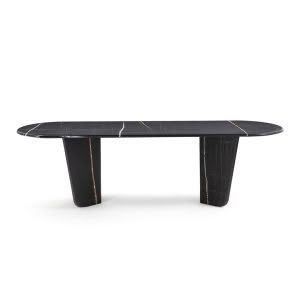 Modern black marble coffee table on white background