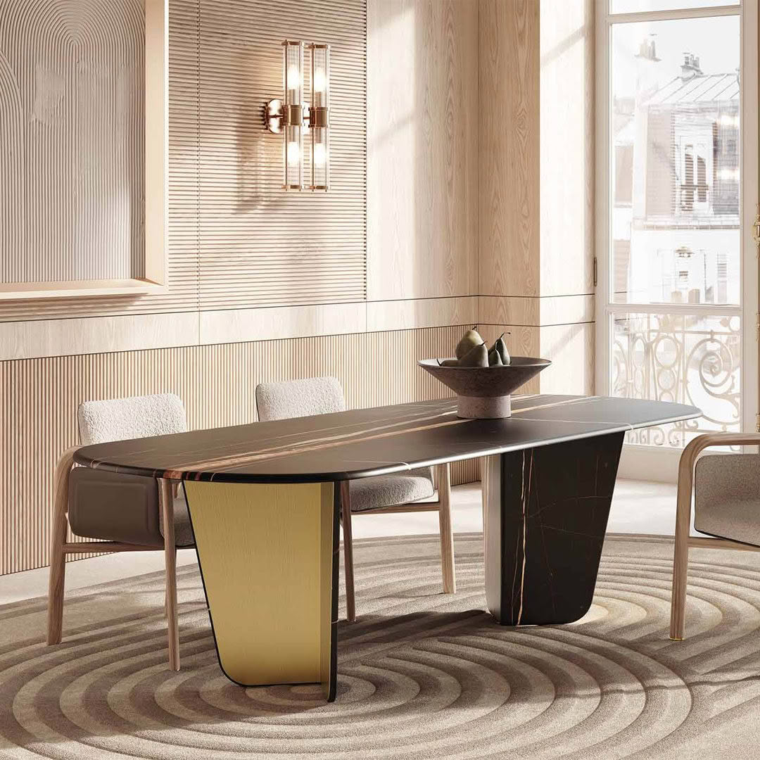 Elegant dining room interior with stylish modern furniture