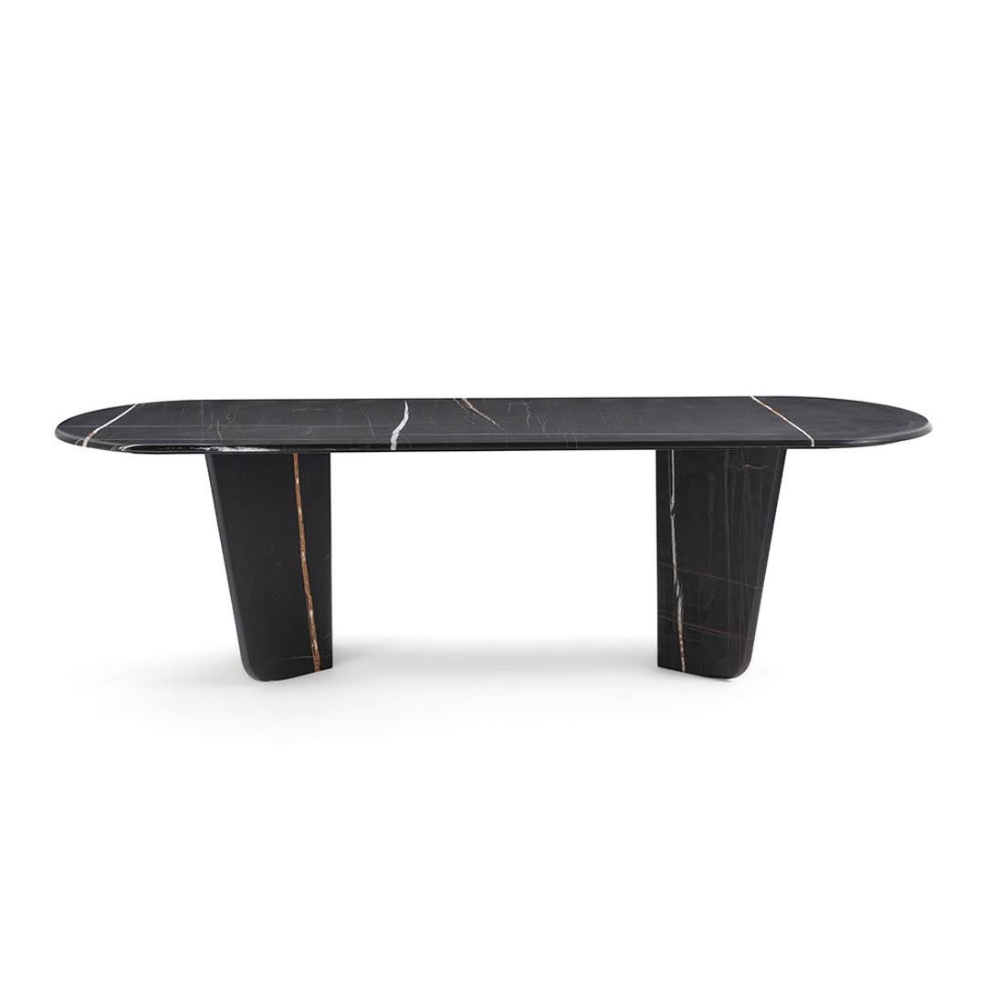 Modern black marble coffee table on white background