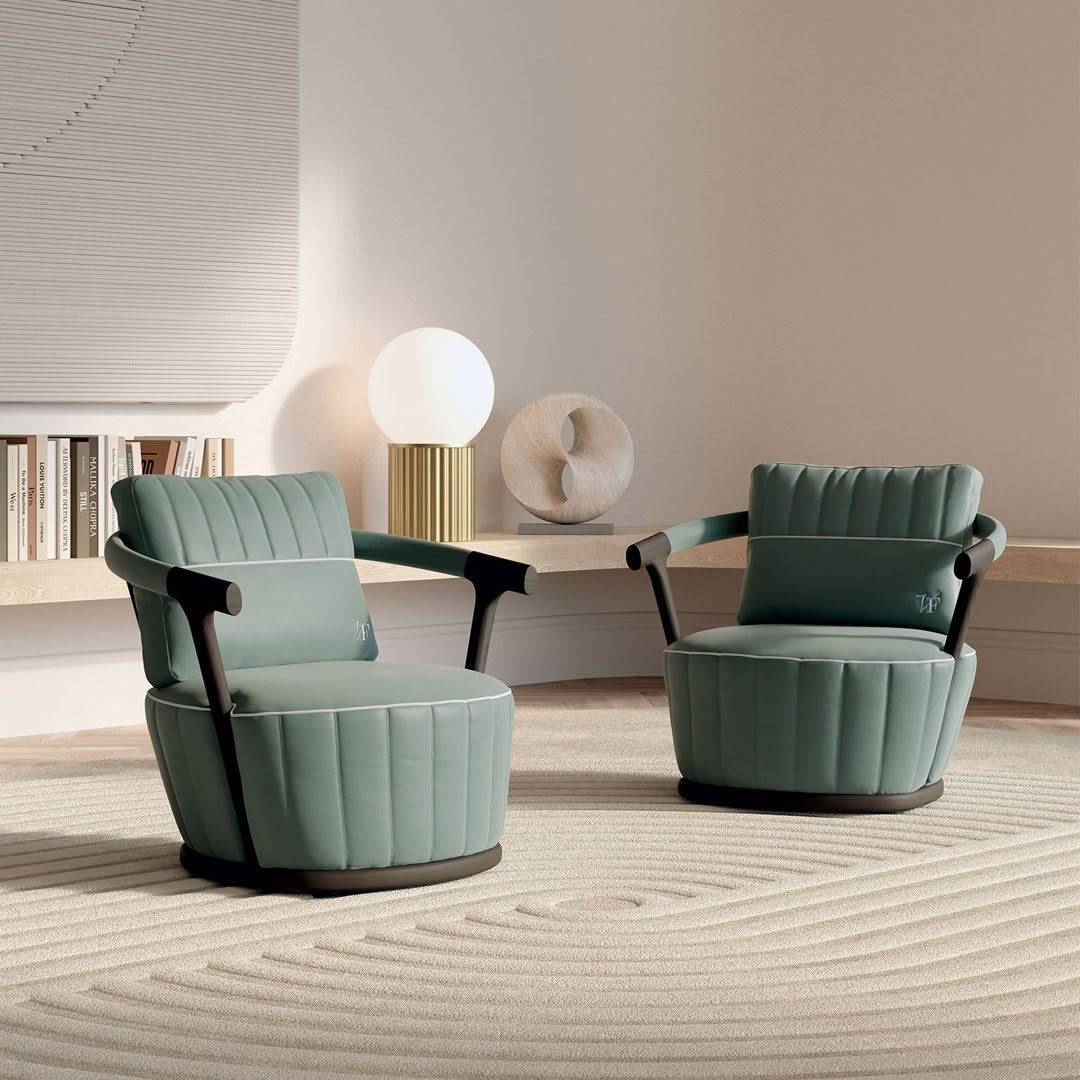 Elegant mint green chairs in modern living room setting