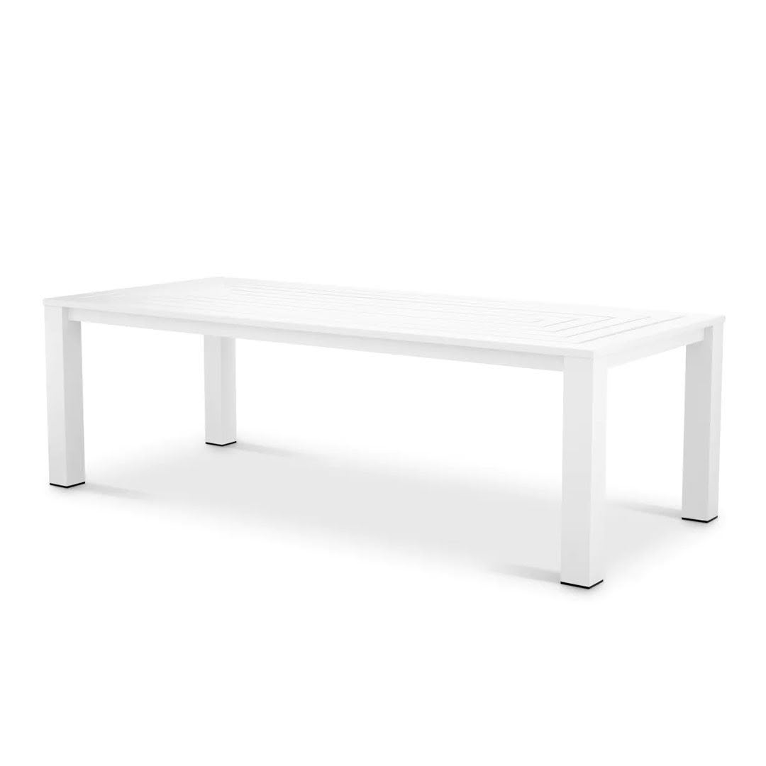 Minimalist white rectangular coffee table on white background
