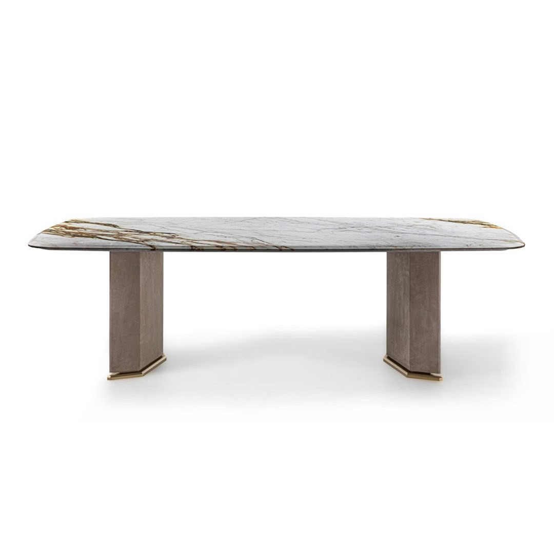 Elegant marble table with modern metal legs