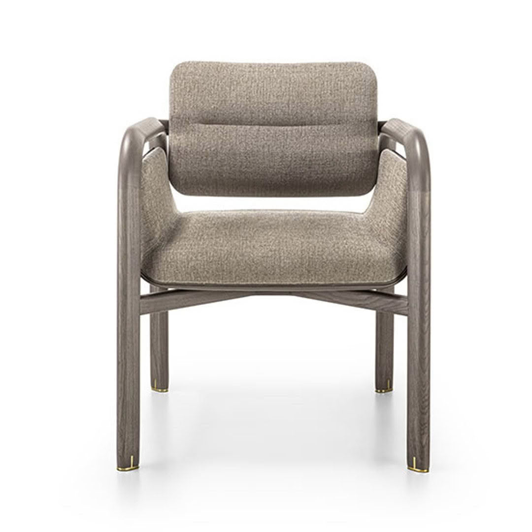 Modern gray fabric and metal frame chair