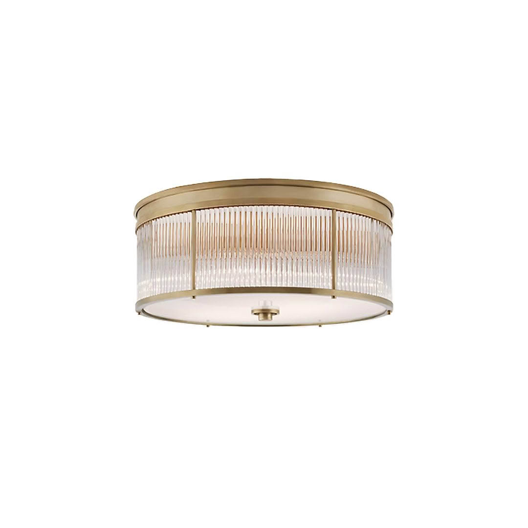 Gold flush mount ceiling light with glass rods
