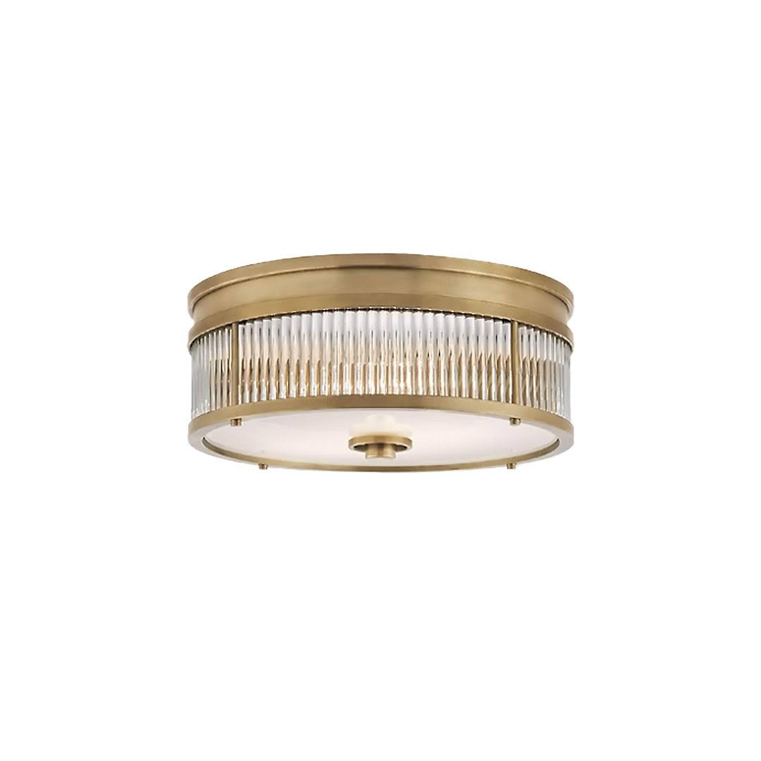 Gold flush mount ceiling light with crystal accents