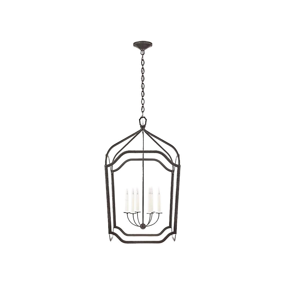 Elegant metal framed pendant chandelier with candles