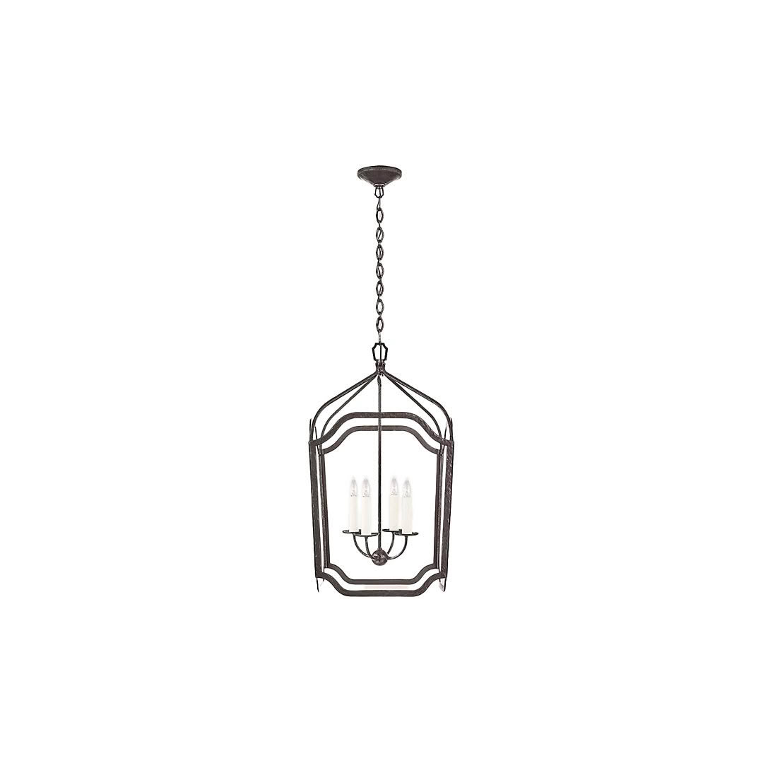 Elegant iron pendant chandelier with four candles