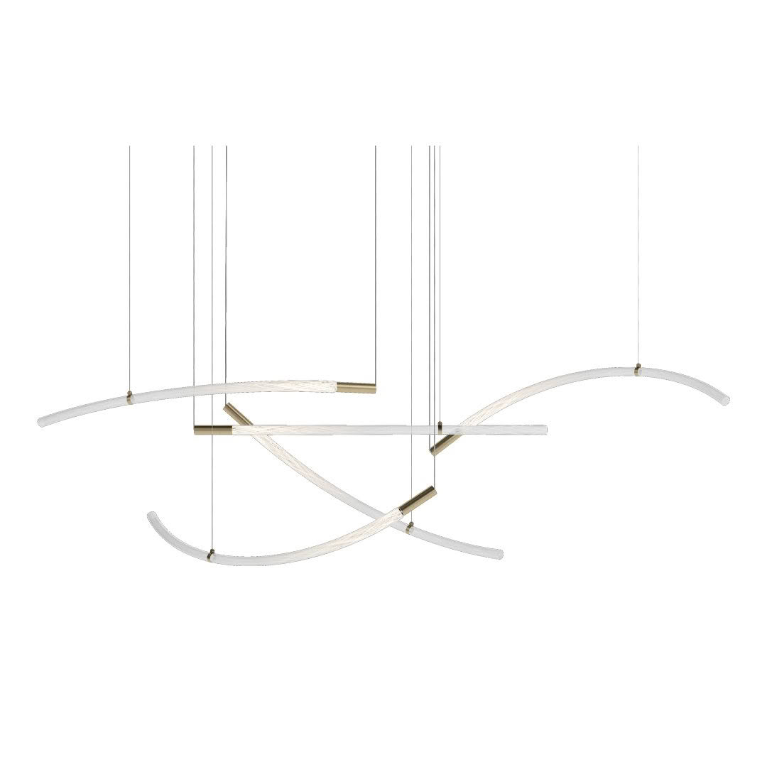 Modern suspended LED chandelier with curved elements