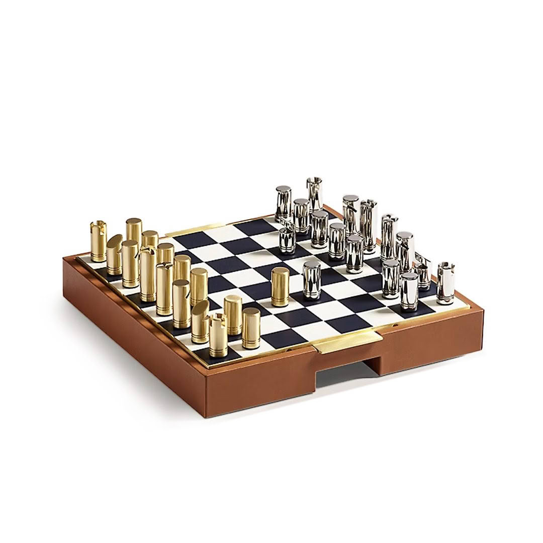 Luxury chess set with gold and silver pieces