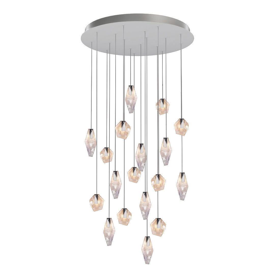 Modern chandelier with suspended crystal pendants