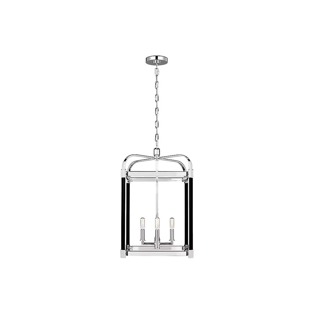 Modern chrome rectangular pendant light fixture