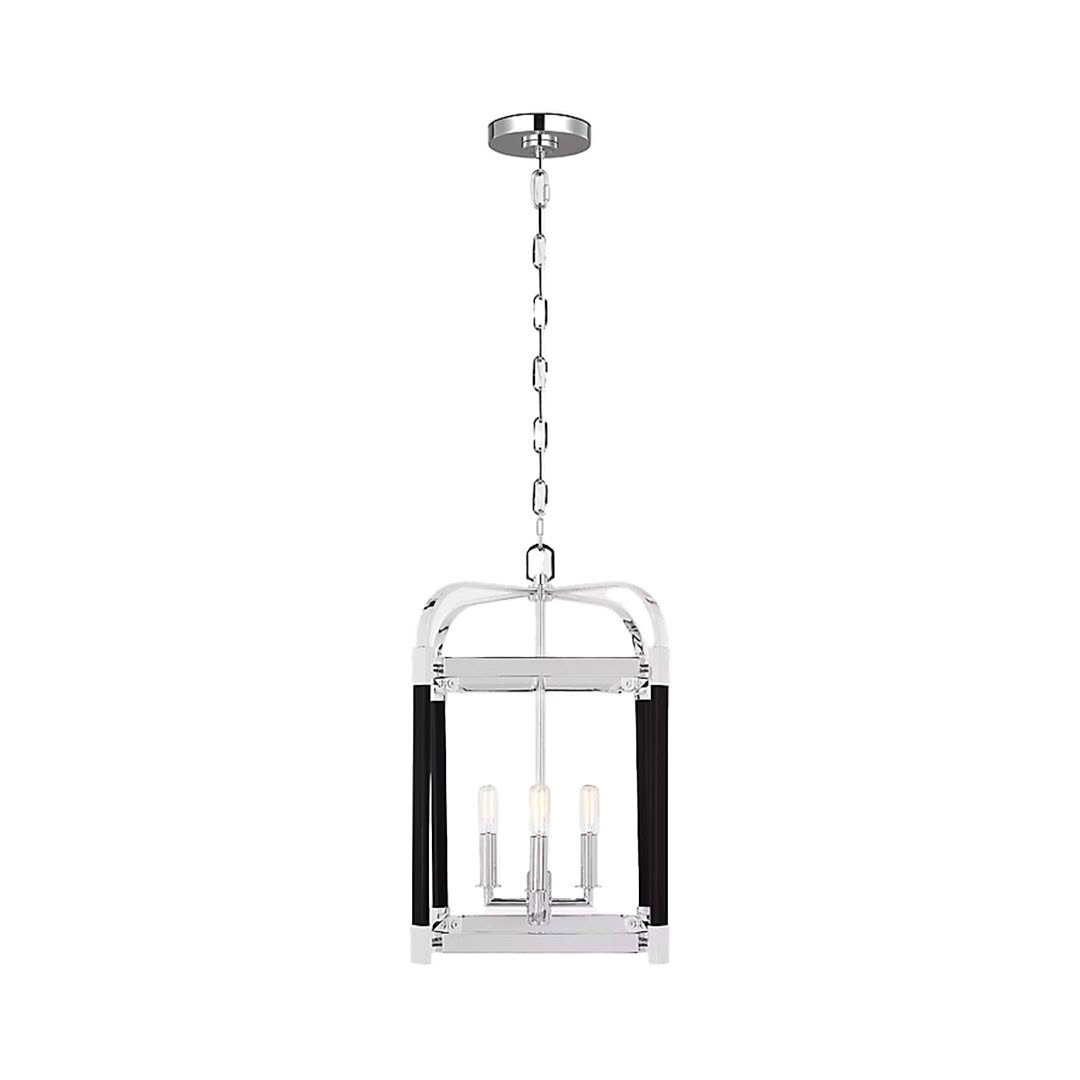 Modern chrome pendant light with clear panels