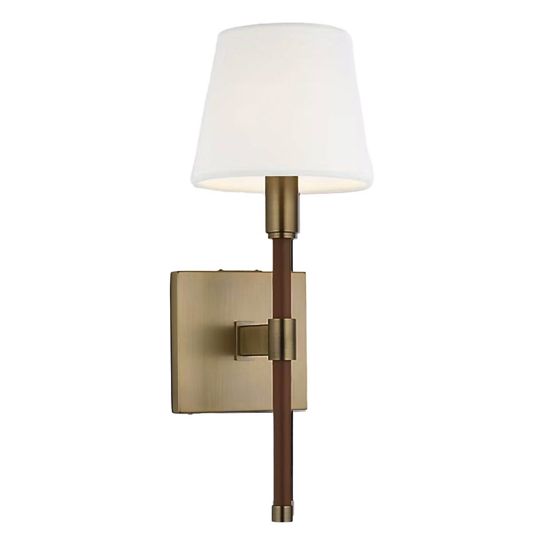 Wall-mounted bronze lamp with white shade