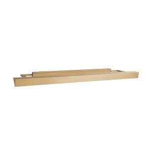 Gold linear wall shelf isolated on white background