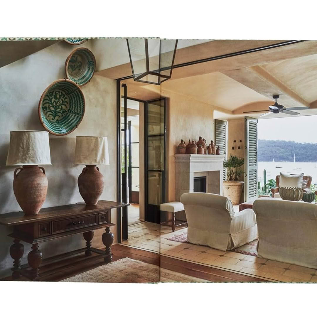 Elegant lakeside home interior with rustic decor