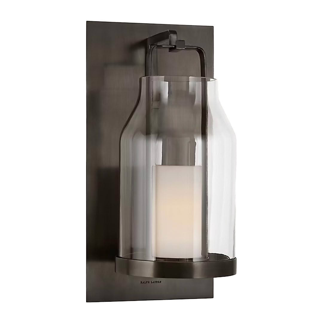 Modern wall-mounted lantern with glass enclosure