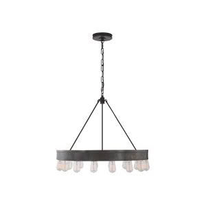 Industrial chandelier with chain-link and glass bulbs