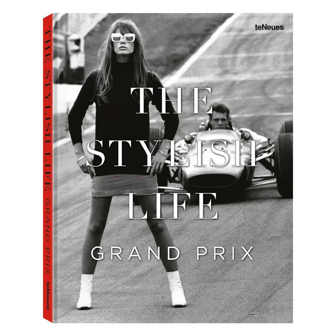 Book cover 'The Stylish Life Grand Prix' with woman and racecar