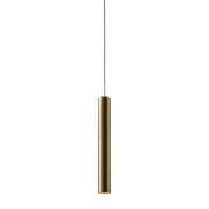 Slim gold pendant light isolated on white